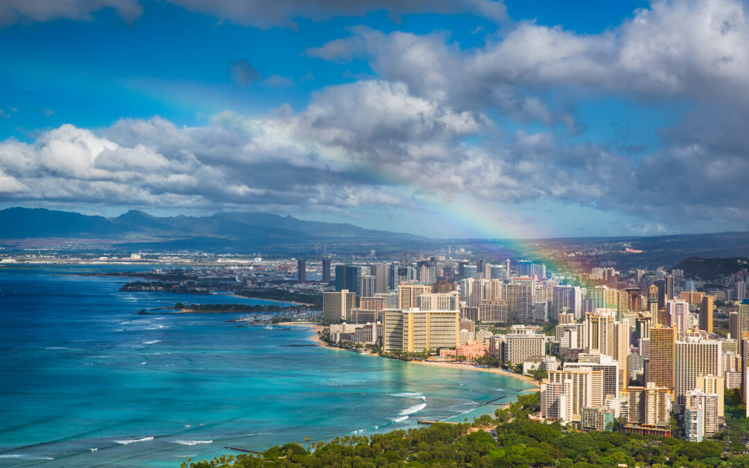 Beautiful,Rainbow,Over,Hawaii,Skyline